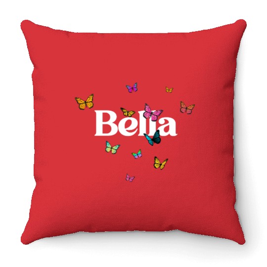 BELLA - beautiful girl name with cute butterflies Throw Pillows