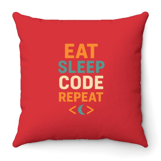 Coding Life Motivational Typography Throw Pillows