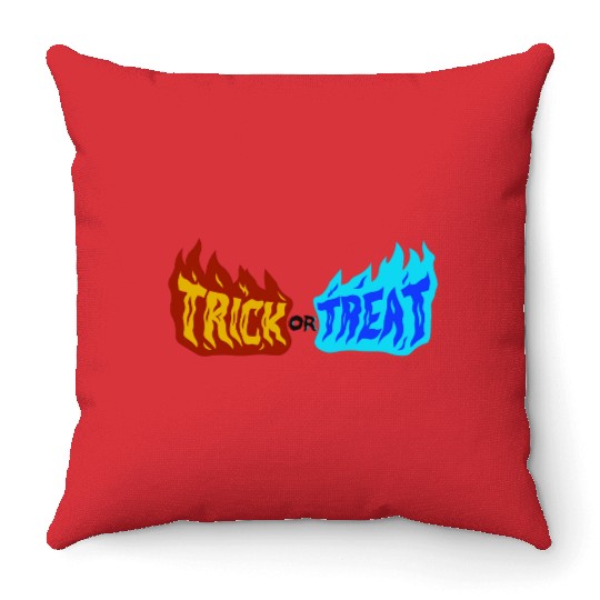 “Trick or Treat Fire & Ice Typography” Throw Pillows