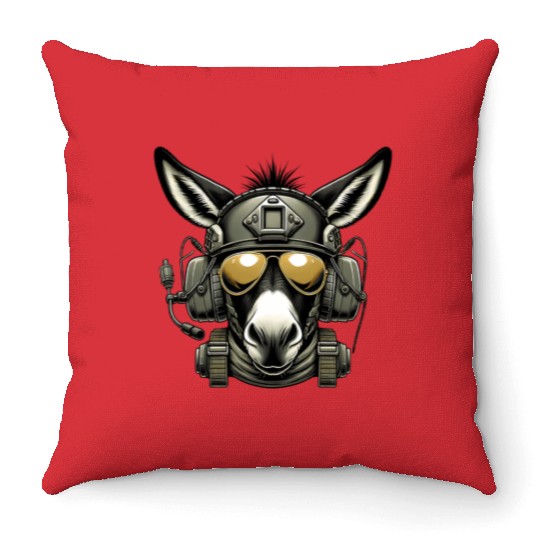 Donkey Military Design Throw Pillows