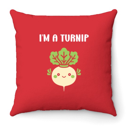 Turnip Character Illustration Throw Pillows