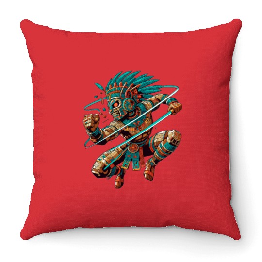 Aztec Warrior - Inca Maya Mayans Throw Pillows