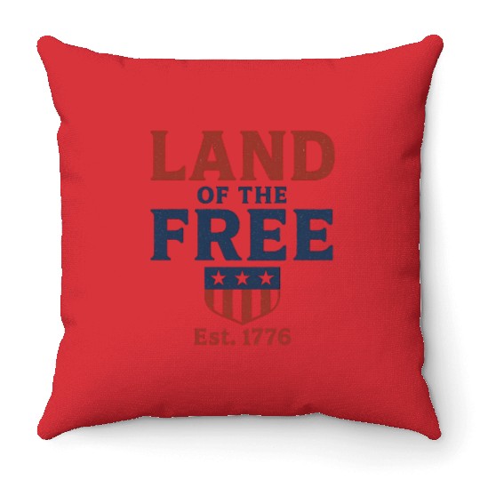 Land of the Free Patriotic Badge Throw Pillows