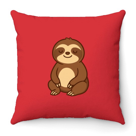Cute Relaxed Sloth Cartoon Throw Pillows