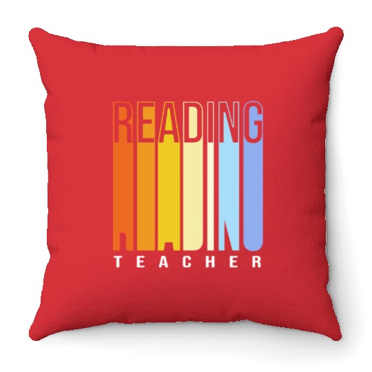 Back To School Reading Teacher Throw Pillows