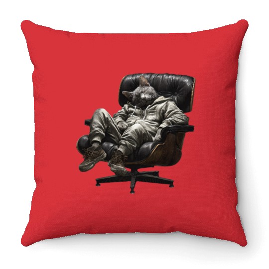 Chill Catnap Cat in Casual Throw Pillows Lounge