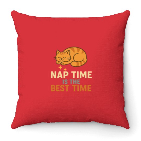 Cute Sleeping Cat Nap Time Design Throw Pillows