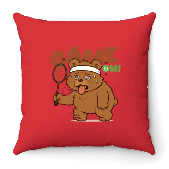Tennis Bear with Headband and Sweat Throw Pillows