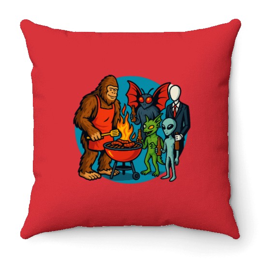 Cryptid Cookout Throw Pillows
