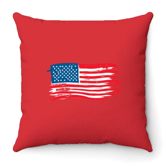 Abstract American Flag Art Print Throw Pillows