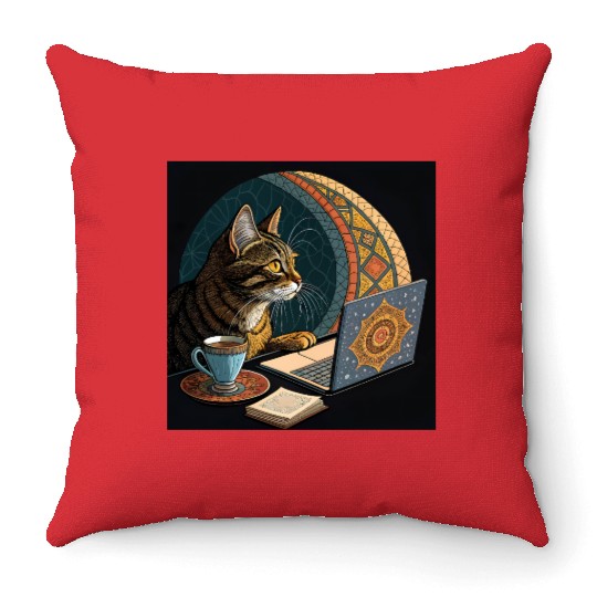 I are programmer - cool hacker cat- islamic mood Throw Pillows