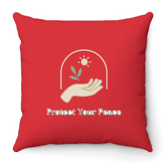 Peaceful Nature Hand with Sun and Leaf Throw Pillows