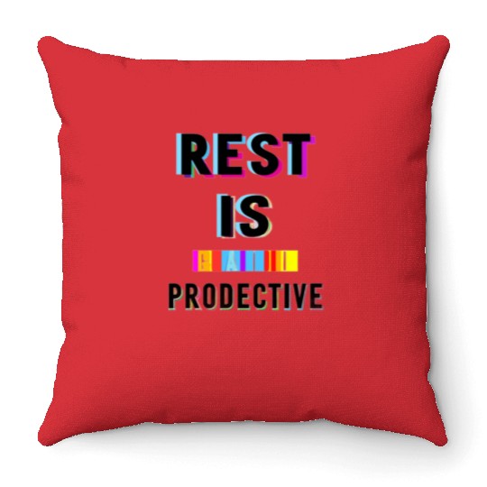 Rest is Creative and Colorful Typography Throw Pillows