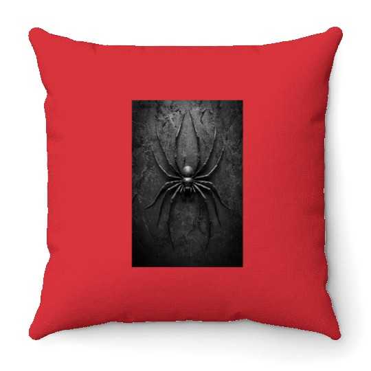 Black Widow Style Spider Art Throw Pillows
