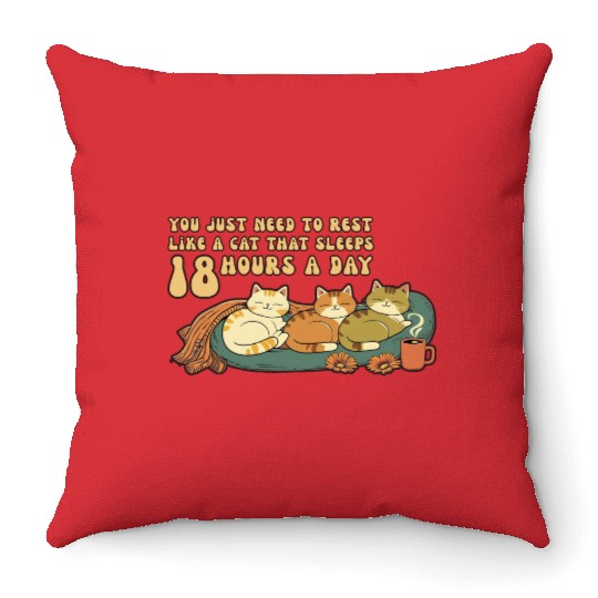 Relaxing Cat Nap Quote Design Throw Pillows
