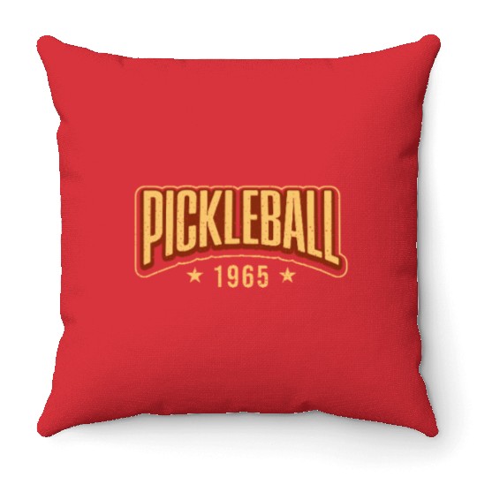 Pickleball Est. 1965 Retro Grunge Vintage Sport Throw Pillows