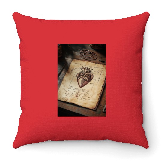 Anatomy of the Heart Sketch Throw Pillows