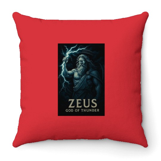 Zeus God of Thunder Mythology Design Throw Pillows
