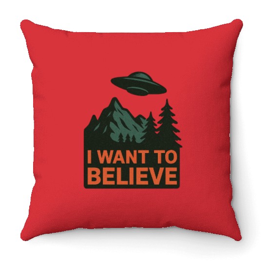 Mystical Forest UFO Graphic Throw Pillows