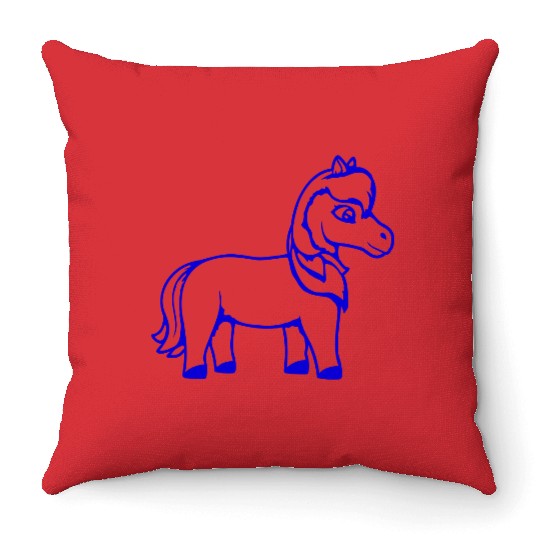 Horse Sweet Pony Foal Horse Girl Cute Comic Fun Throw Pillows