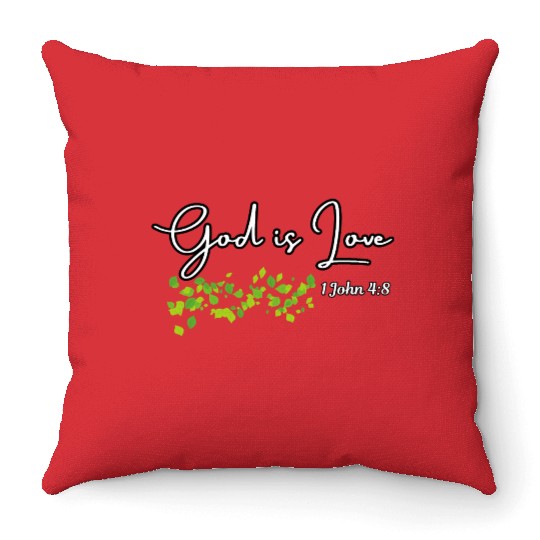 God is Love Biblical Leaf Design Throw Pillows