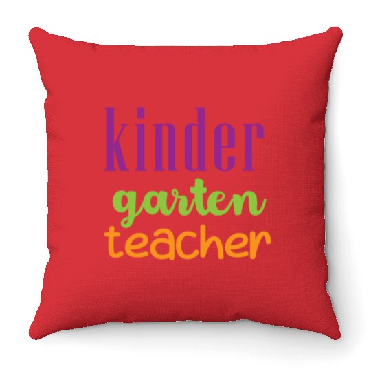 Colorful Kindergarten Teacher Design Throw Pillows