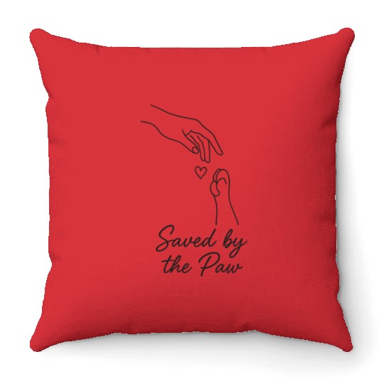 Saved by the Paw – Dog Rescue Line Art Throw Pillows