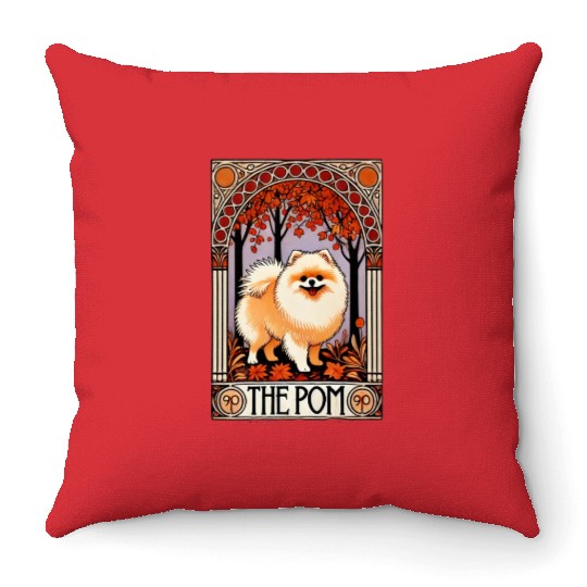 The Pom Tarot Card – Pomeranian Dog Arcana Throw Pillows
