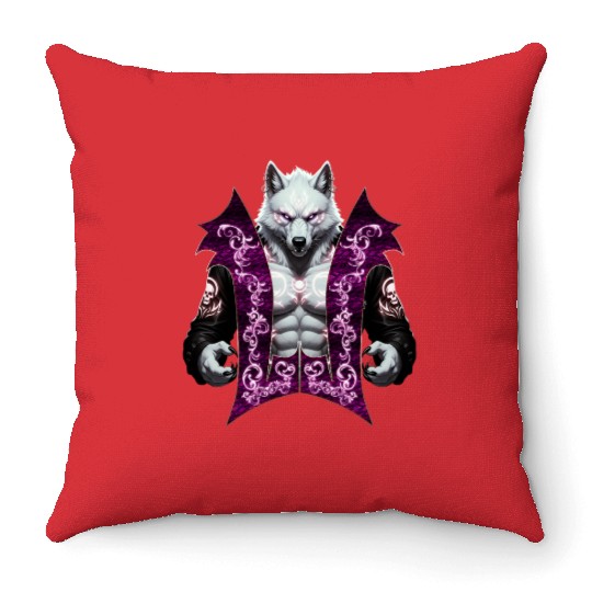 Wolf Mythic Warrior  Throw Pillows