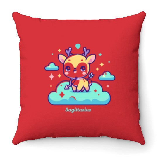 Whimsical Sagittarius Zodiac Deer Throw Pillows