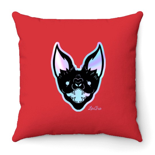 Neon Lit Fierce Bat Design Throw Pillows