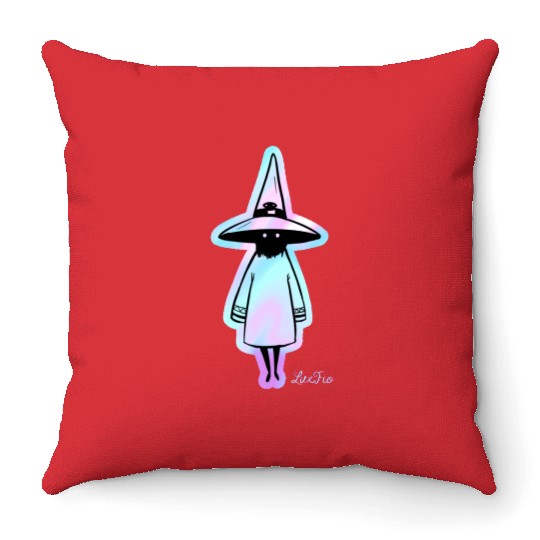 Mystical Witch with Neon Aura Throw Pillows