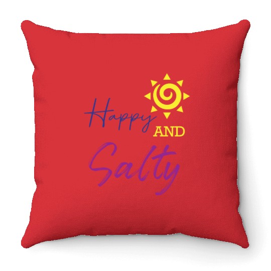 Happy & Salty Sun Design Throw Pillows