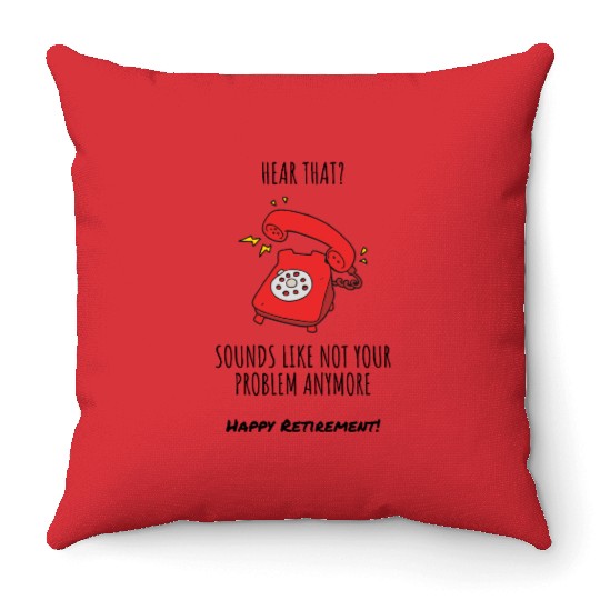 Funny Red Phone Retirement Card Illustration Throw Pillows