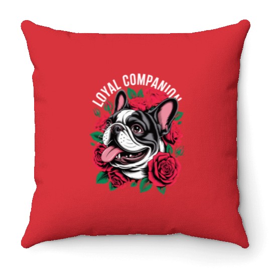 French bulldogs & Roses Throw Pillows – Loyal Companion.