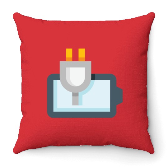 Electric Plug Motif on Modern Background Throw Pillows