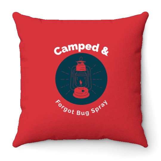 Creepy Lantern Camping Graphic Throw Pillows
