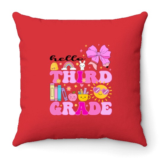 Hello Third Grade, Preppy Back to School Throw Pillows