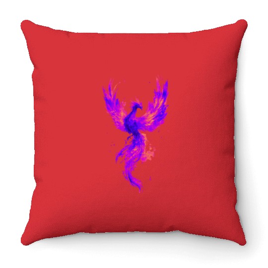 Vibrant Phoenix Illustration for Apparel Throw Pillows
