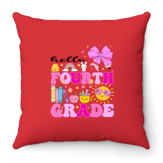 Hello Fourth Grade, Preppy Back to School Throw Pillows
