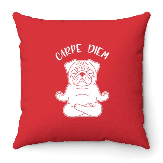 Peaceful Pug Meditation Throw Pillows
