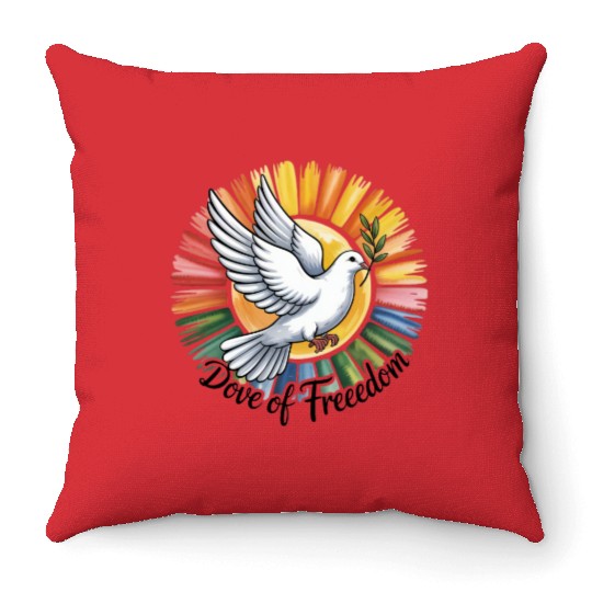 Peaceful Dove with Olive Branch Design Throw Pillows