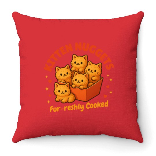 Cute Kitten Nuggets – Funny Food Cat Throw Pillows