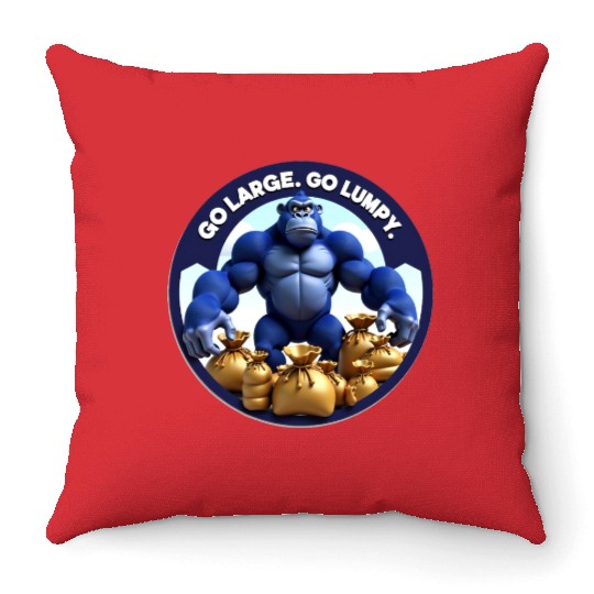 Lumpy Gorilla. Go Large. Throw Pillows