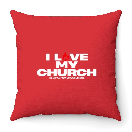 I Love my Church - Red Throw Pillows