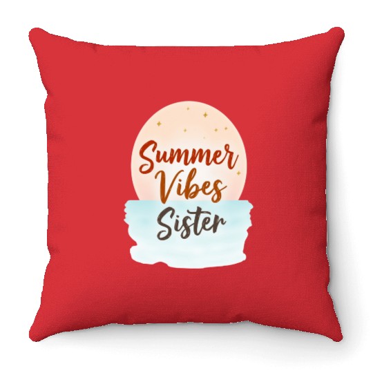 Summer Vibes Sister Graphic Throw Pillows
