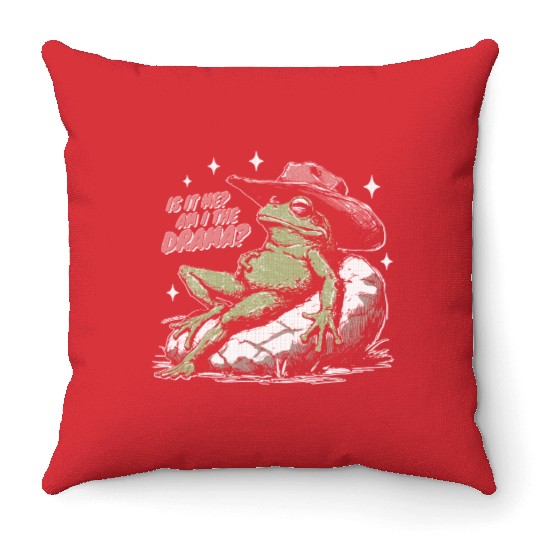 Am I The Drama Whimsical Lizard frog Throw Pillows