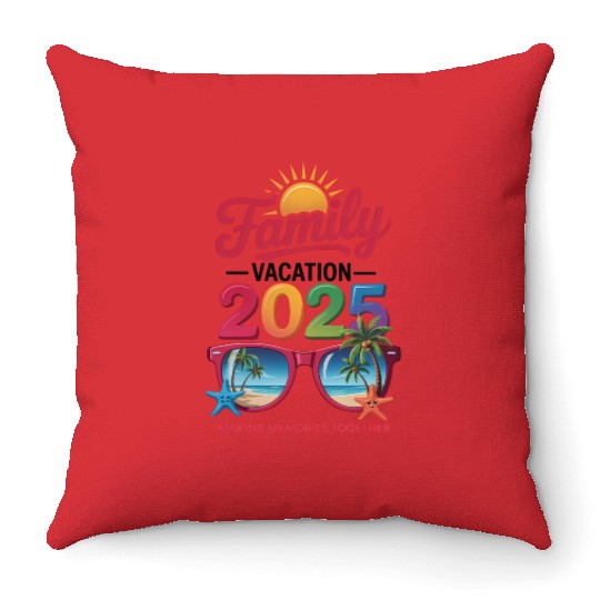 Family Vacation 2025 Sunflower Sunglasses Throw Pillows