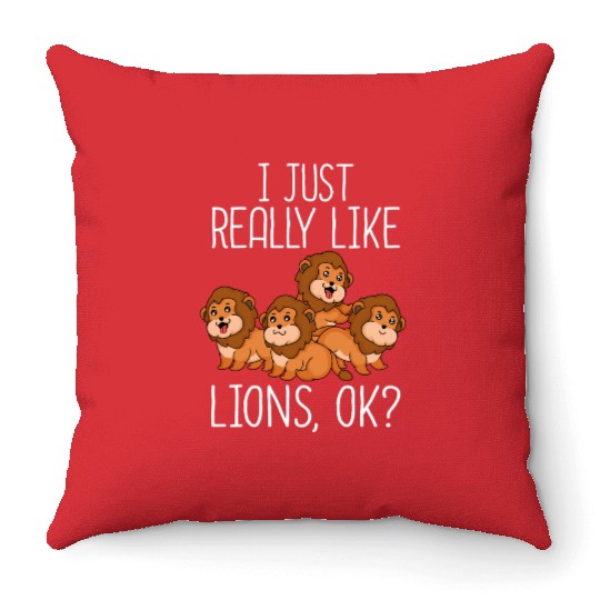 Cute Lion Gift Kids Lion Lover Women Men Lion Throw Pillows