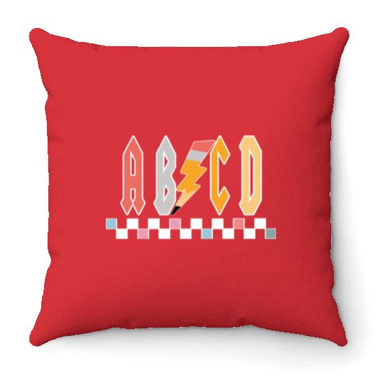 Abcd Teacher Throw Pillows, Teacher Appreciation Gift, Kin
